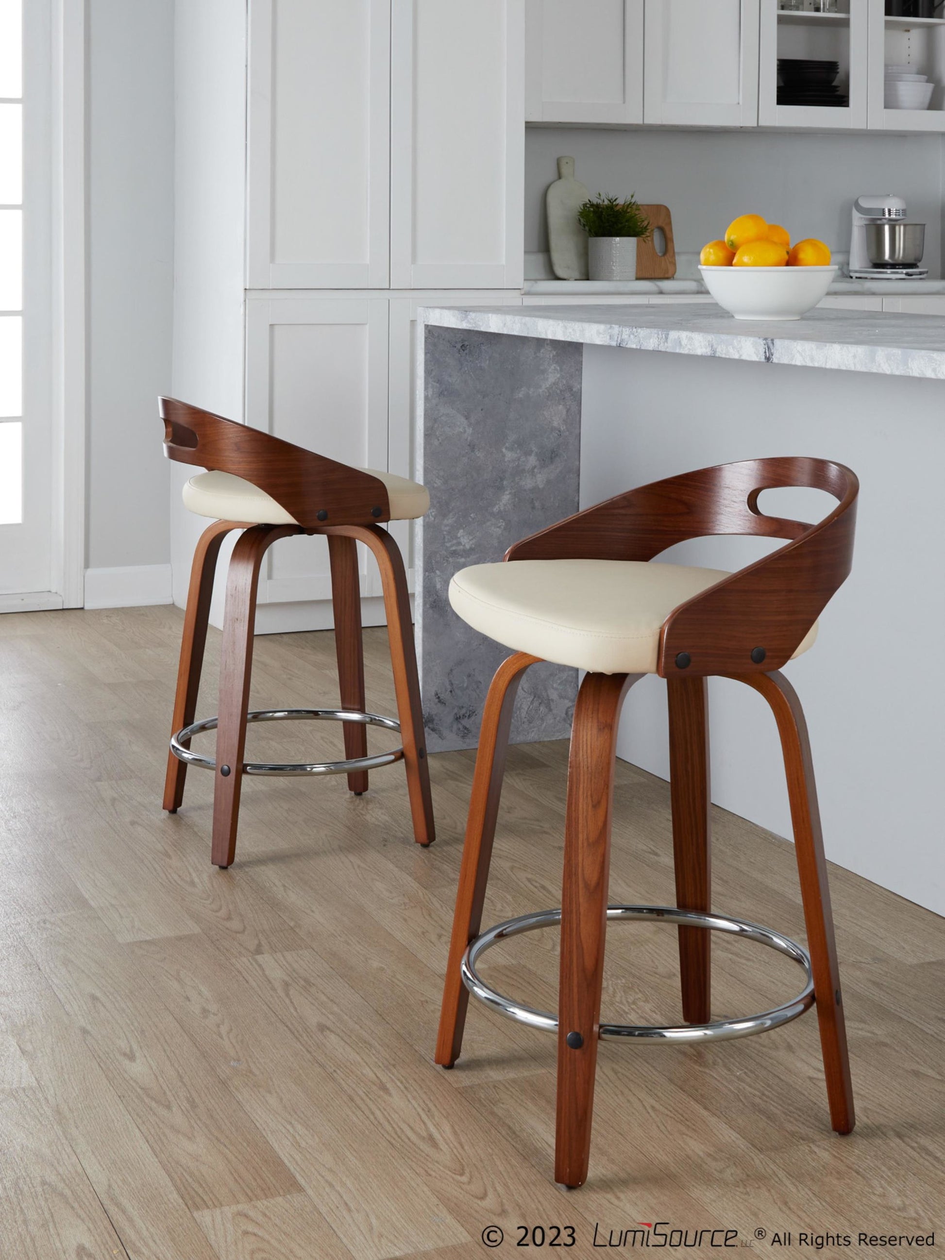 Cassis 24" Fixed-Height Counter Stool - Set of 2 By LumiSource - B24-CASSISPU-GRTZQ2 LGYLGYBK2 | Counter Stools | Modishstore - 34