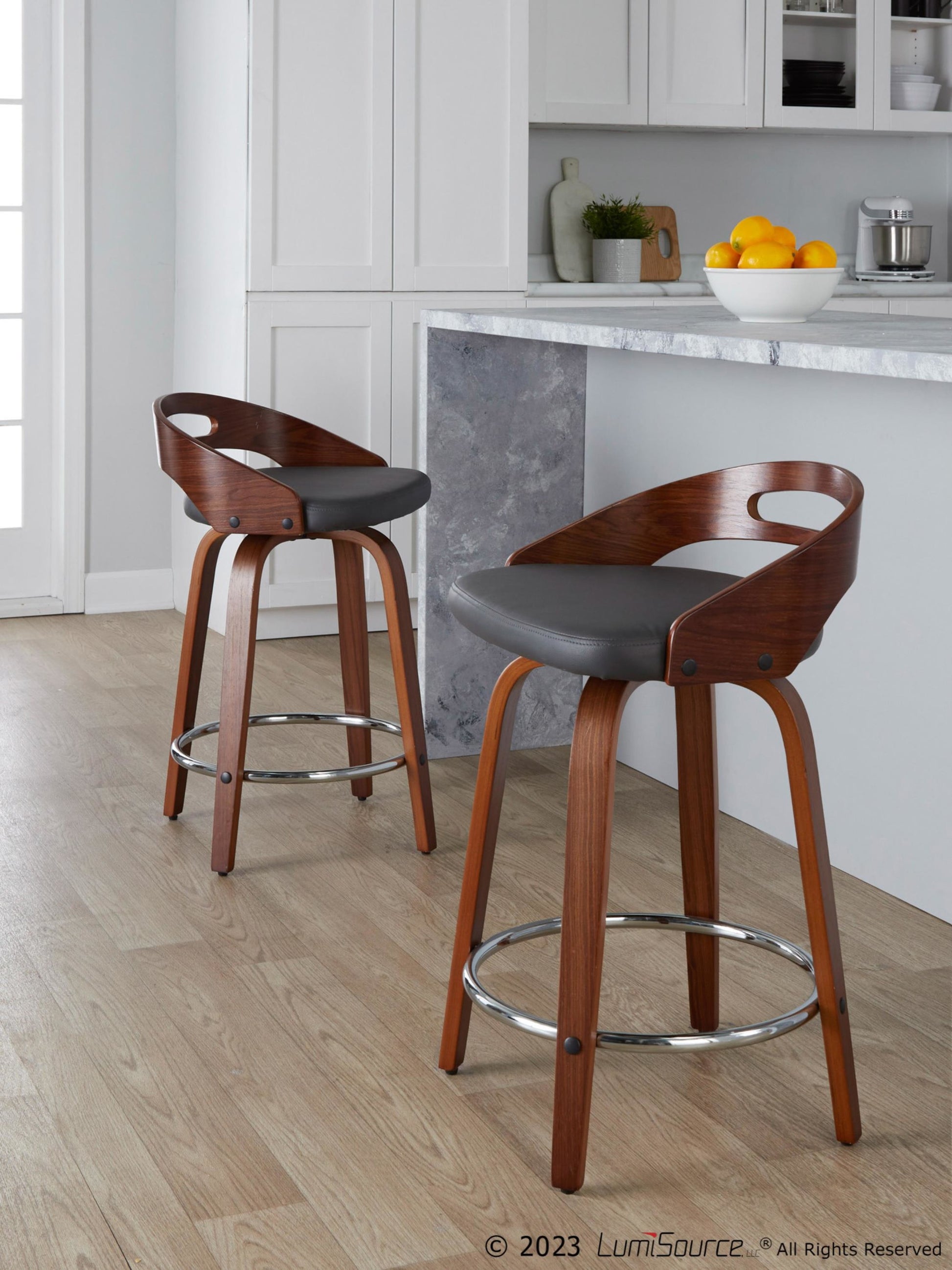 Cassis 24" Fixed-Height Counter Stool - Set of 2 By LumiSource - B24-CASSISPU-GRTZQ2 LGYLGYBK2 | Counter Stools | Modishstore - 43