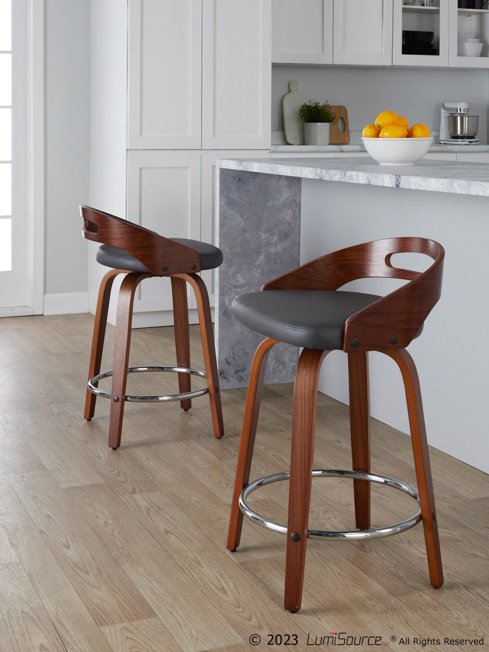 Cassis 24" Fixed-Height Counter Stool - Set of 2 By LumiSource - B24-CASSISPU-GRTZQ2 LGYLGYBK2 | Counter Stools | Modishstore - 44