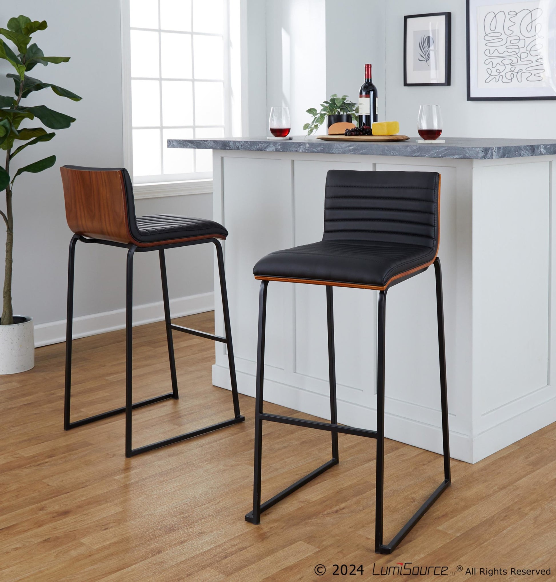 Mason Mara 30" Fixed-Height Barstool - Set of 2 By LumiSource - B30-MASONPU-MARA1 AUWLBK2 | Bar Stools | Modishstore - 9