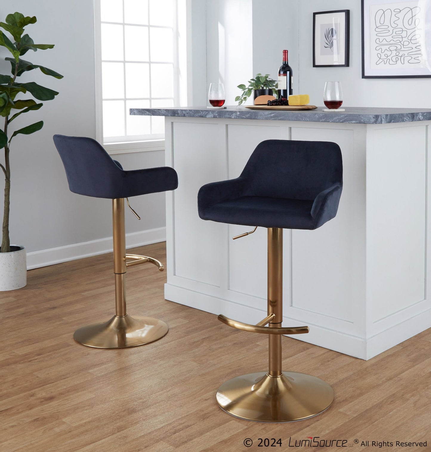 Daniella Adjustable Barstool - Set of 2 By LumiSource - BS-DNLAV-RT2 AUBK2 | Bar Stools | Modishstore - 2