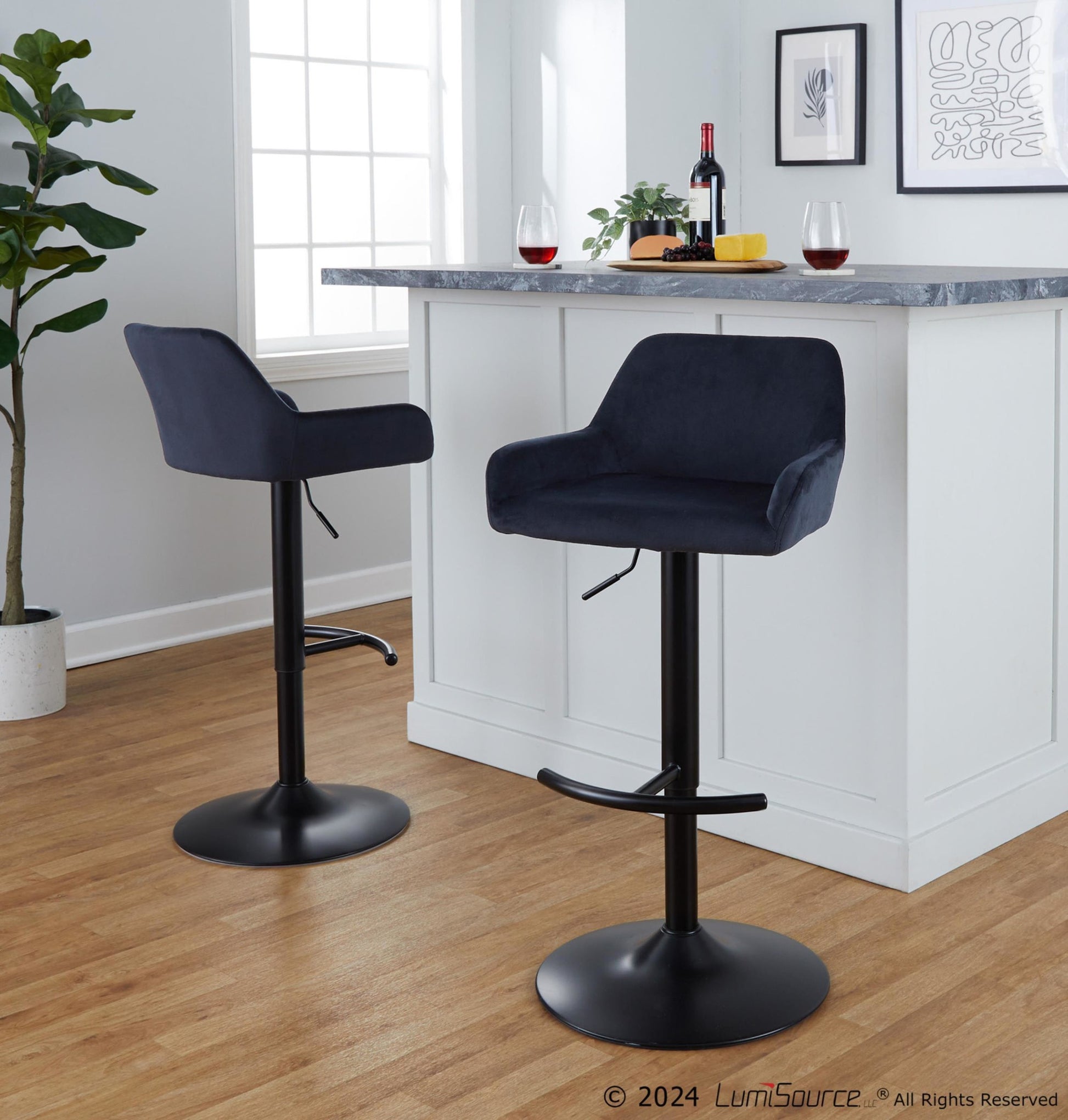 Daniella Adjustable Barstool - Set of 2 By LumiSource - BS-DNLAV-RT2 AUBK2 | Bar Stools | Modishstore - 11