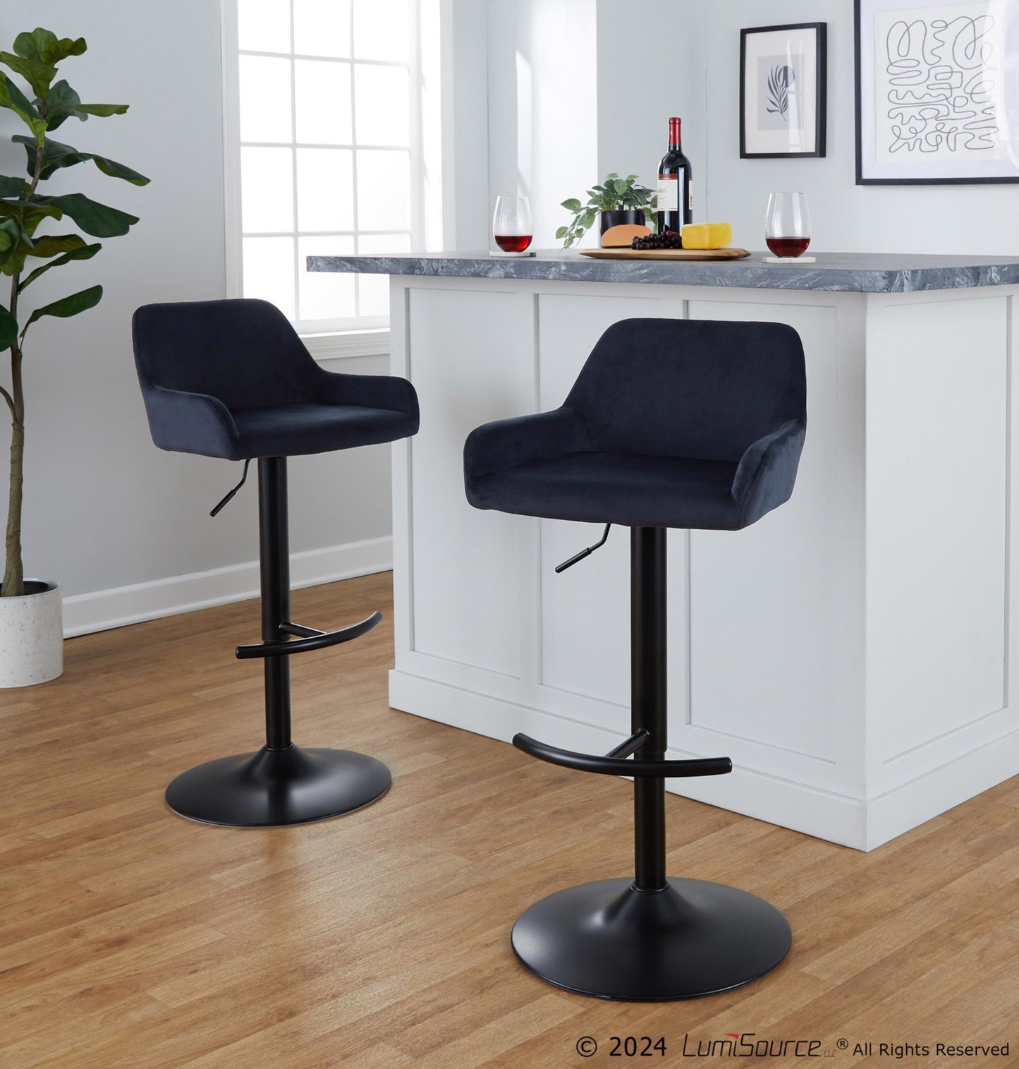 Daniella Adjustable Barstool - Set of 2 By LumiSource - BS-DNLAV-RT2 AUBK2 | Bar Stools | Modishstore - 12