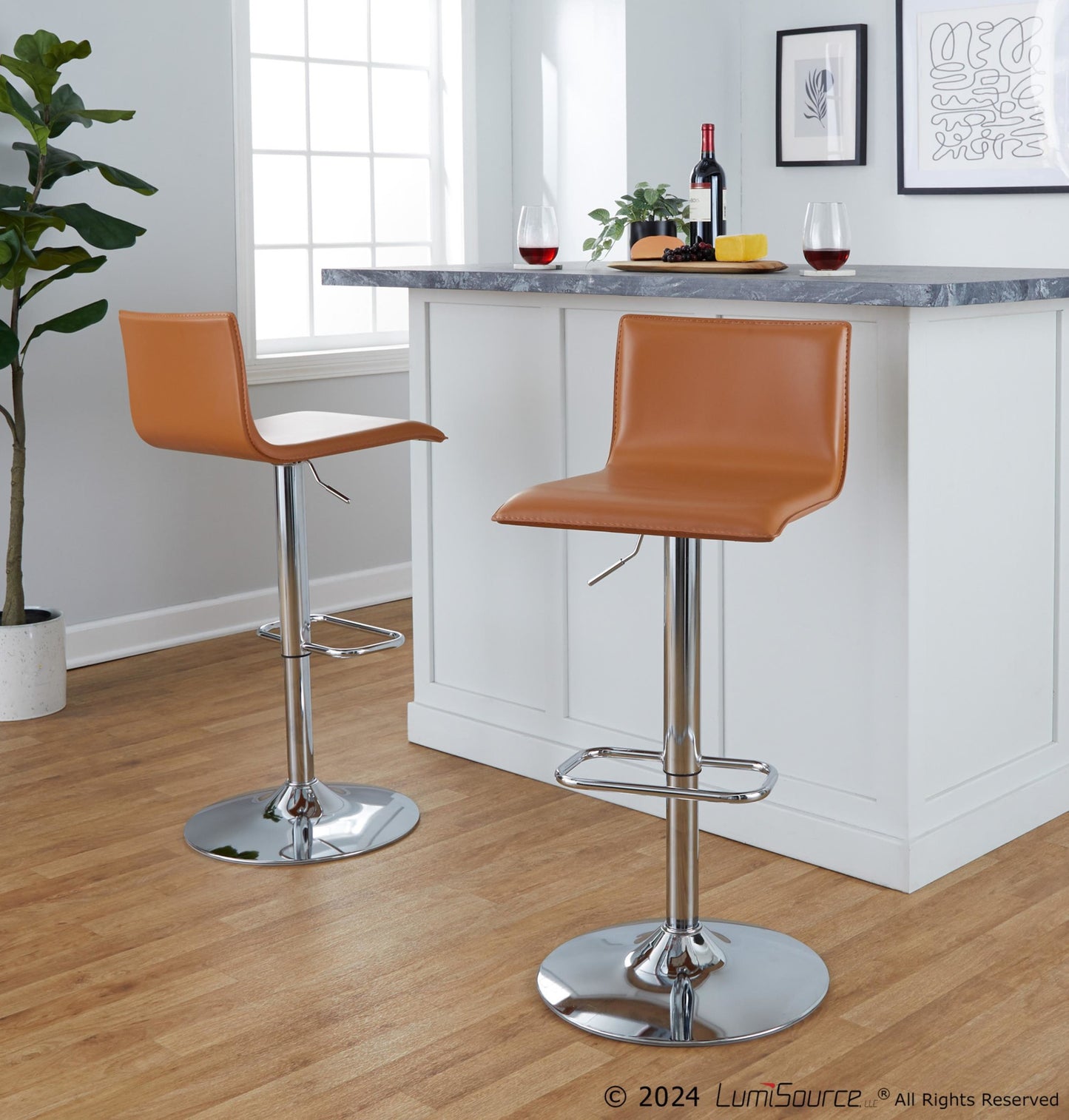 Mara Upholstered Adjustable Barstool - Set of 2 By LumiSource - BS-MARAUPPU-RR2 CHRBK2 | Bar Stools | Modishstore - 13