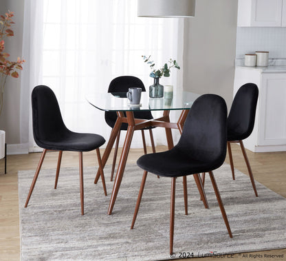 Clara-Pebble Square Dining Set - 5 Piece By LumiSource - DS5-CLRAWLGL+4PEBVWLBK | Dining Sets | Modishstore