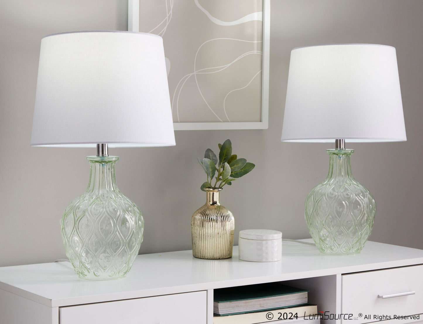 Gloria Round 20" Glass Accent Lamp - Set of 2 By LumiSource - GTG21-GLORIARN CRCHRW2 | Table Lamps | Modishstore - 13