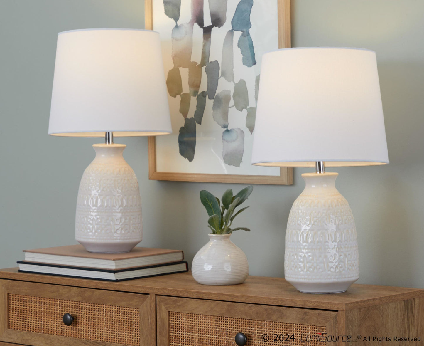 Claudia 20" Ceramic Accent Lamp - Set of 2 By LumiSource - GTE20-CLAUDIA GNPNIW2 | Table Lamps | Modishstore - 11