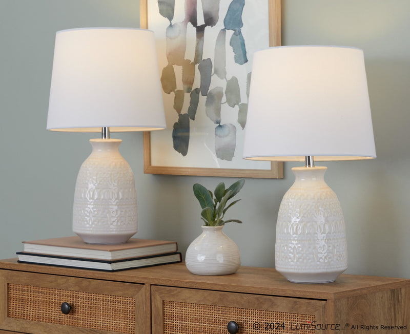 Claudia 20" Ceramic Accent Lamp - Set of 2 By LumiSource - GTE20-CLAUDIA GNPNIW2 | Table Lamps | Modishstore - 11