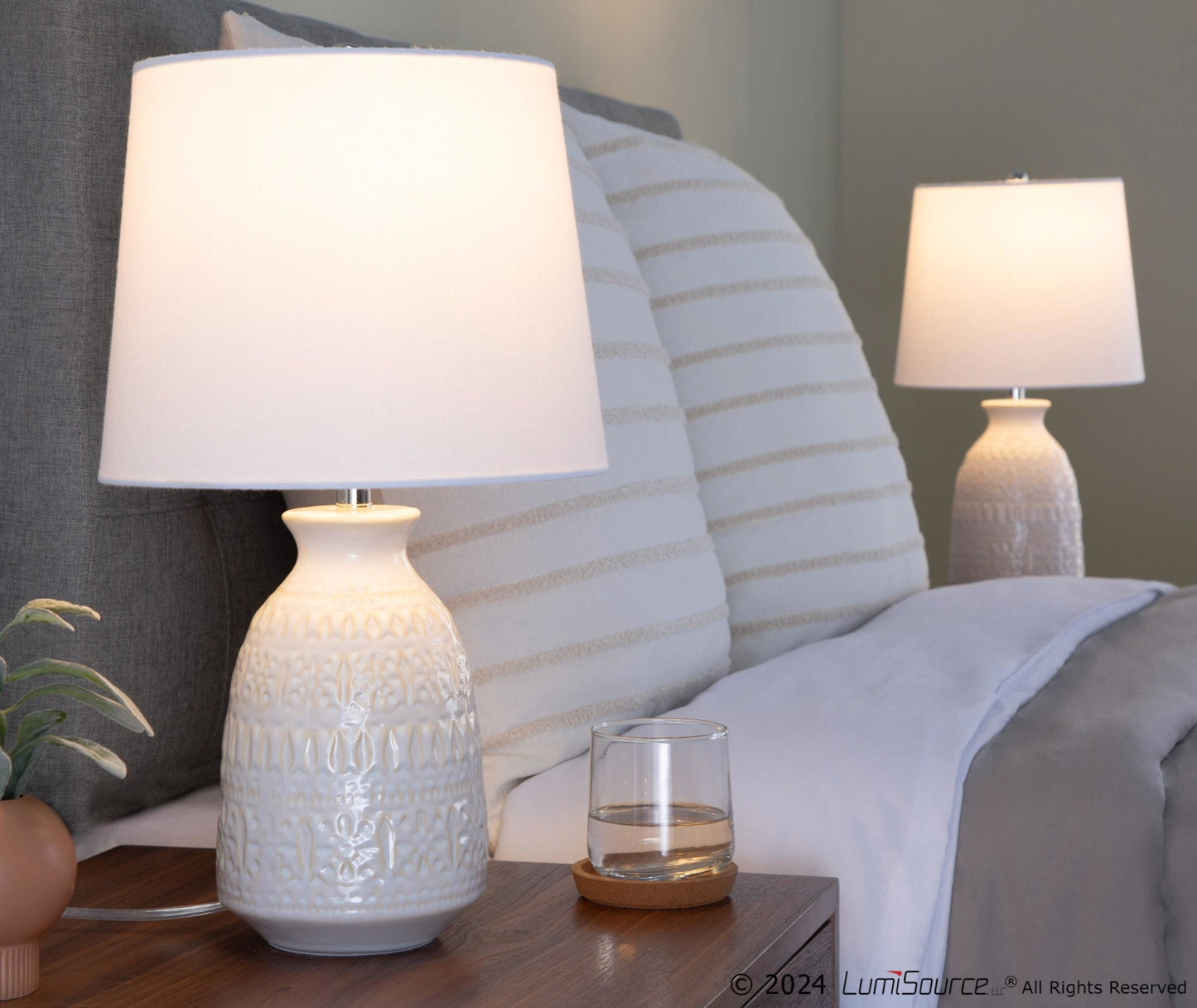 Claudia 20" Ceramic Accent Lamp - Set of 2 By LumiSource - GTE20-CLAUDIA GNPNIW2 | Table Lamps | Modishstore - 12