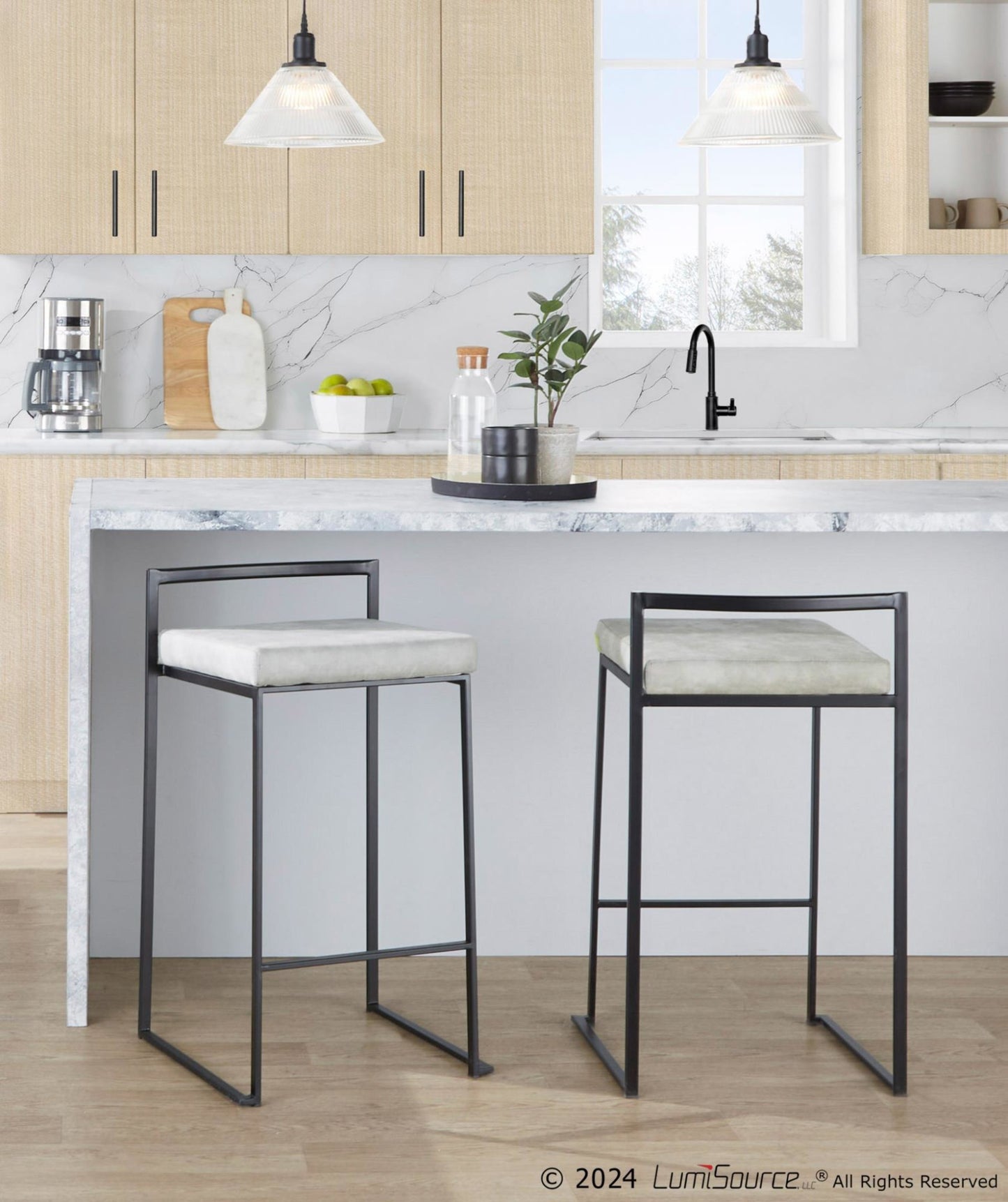 Fuji Stacker 26" Fixed-Height Counter Stool - Set of 3 By LumiSource - B26-FUJIFB BKBN3 | Counter Stools | Modishstore - 12