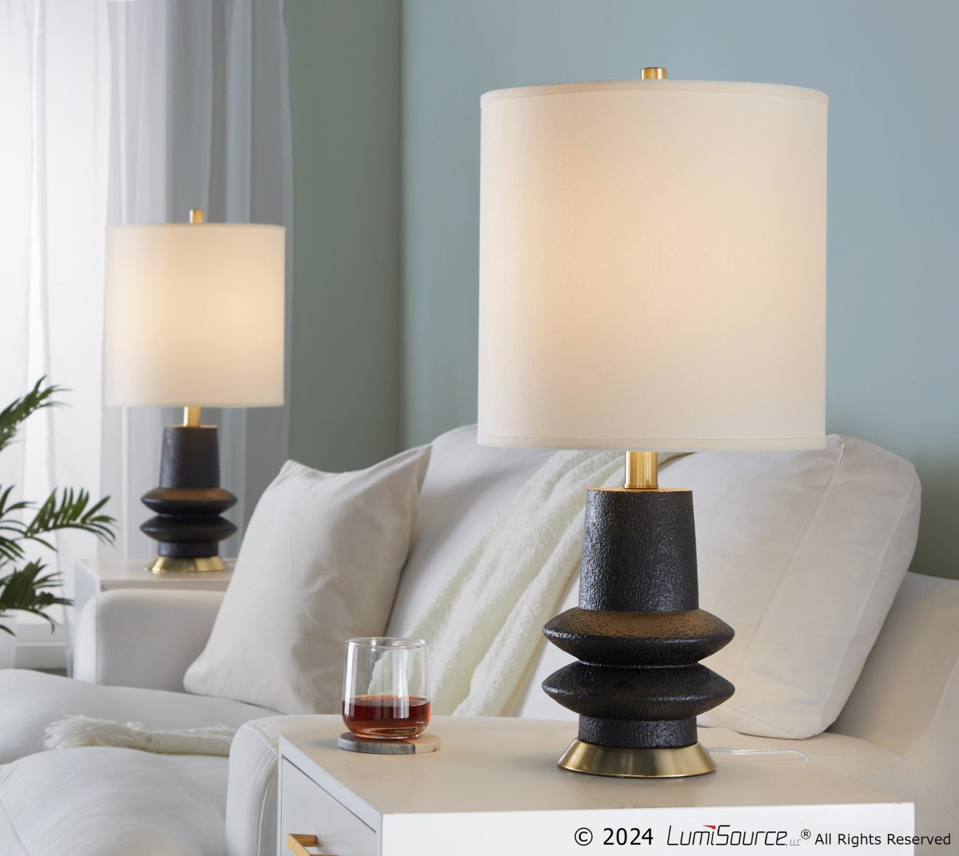 Lloyd 26" Polyresin Table Lamp  - Set of 2 By LumiSource - GPT26-LLOYD BKW2 | Table Lamps | Modishstore - 2