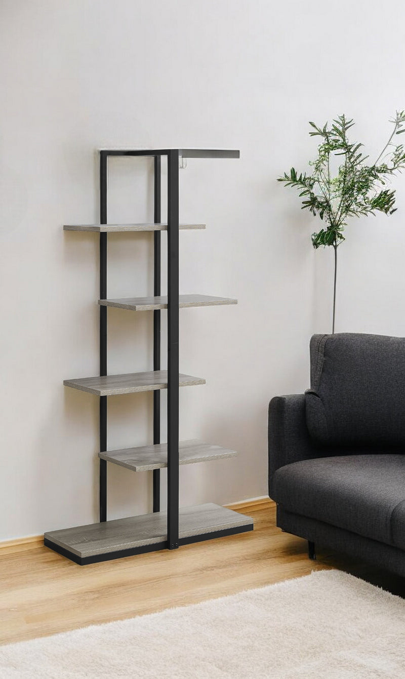 Taupe Metal Five Tier Etagere Bookcase By Homeroots | Bookcases | Modishstore - 1