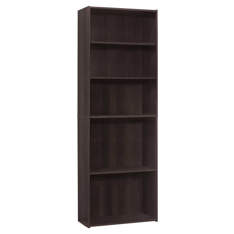 Cappuccino Wood Adjustable Bookcase By Homeroots | Bookcases | Modishstore - 1