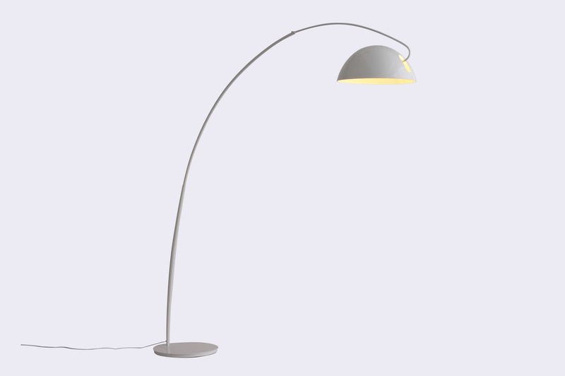 White Steel Arched With White Metal Shade By Homeroots | Floor Lamps | Modishstore - 1