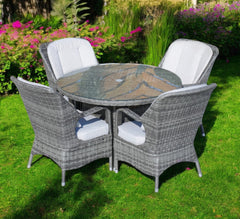 Five Piece Gray Round Glass Dining Set By Homeroots