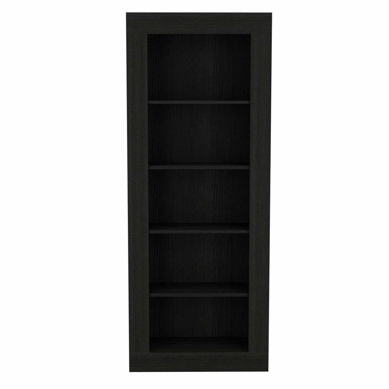 Black Five Tier Bookcase By Homeroots | Bookcases | Modishstore - 1