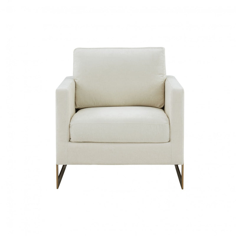 Cream And Gold Upholstered Arm Chair By Homeroots | Accent Chairs | Modishstore - 1