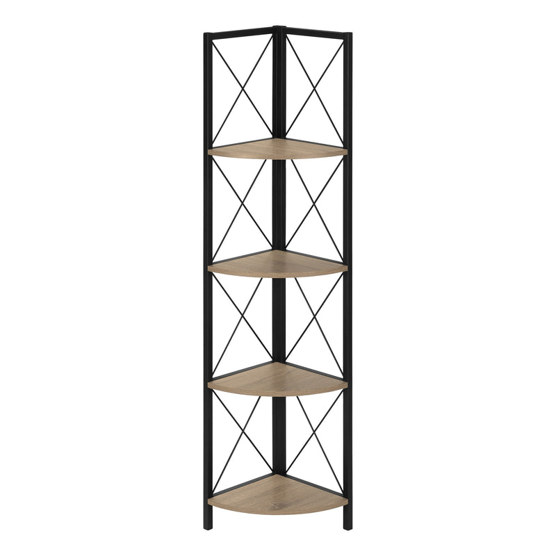 Taupe Metal Corner Bookcase By Homeroots | Bookcases | Modishstore - 1