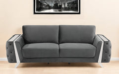 Gray Velvet Sofa With Silver Legs By Homeroots