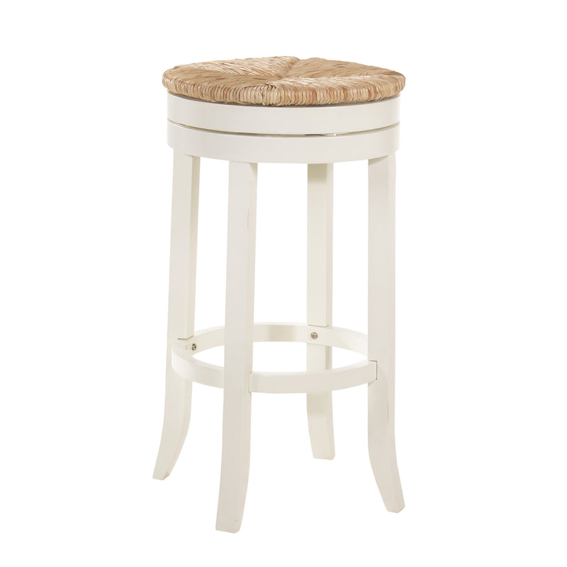 Natural And Antiqued White Solid Wood Swivel Backless Bar Height Bar Chair By Homeroots | Bar Stools | Modishstore - 1