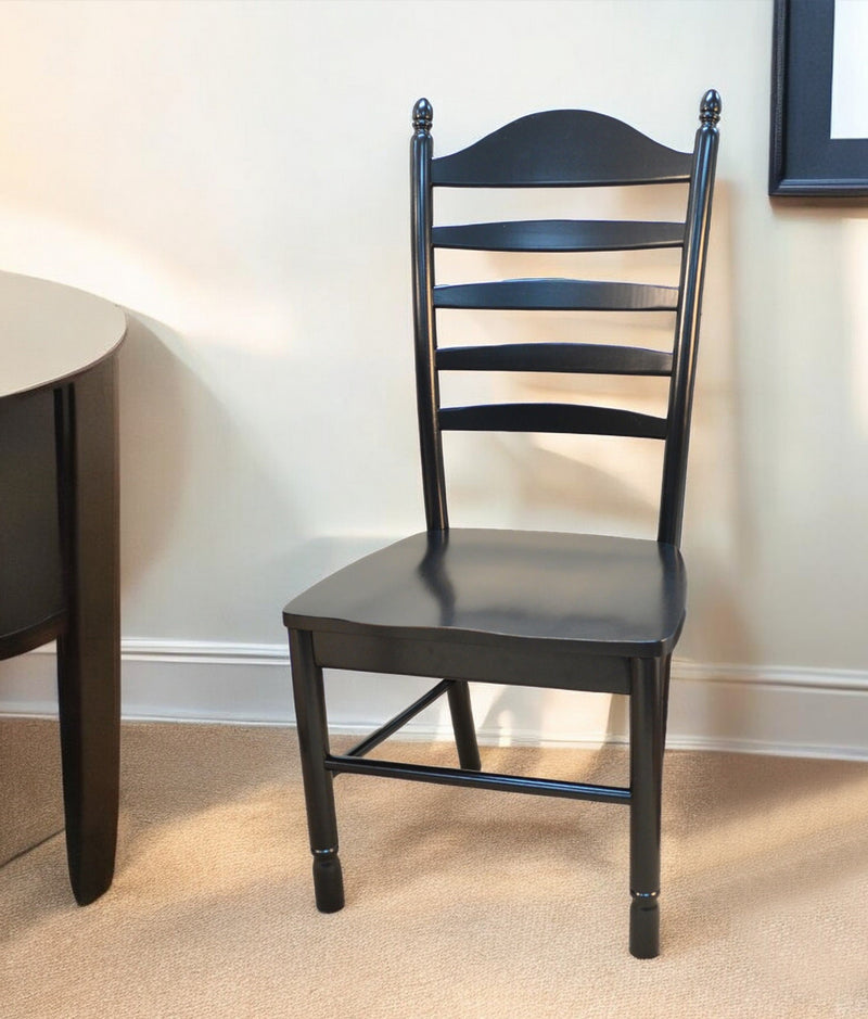 Black Wood Ladder Back Dining Side Chair By Homeroots | Dining Chairs | Modishstore - 1
