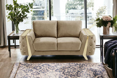 Beige And Gold Velvet Loveseat By Homeroots