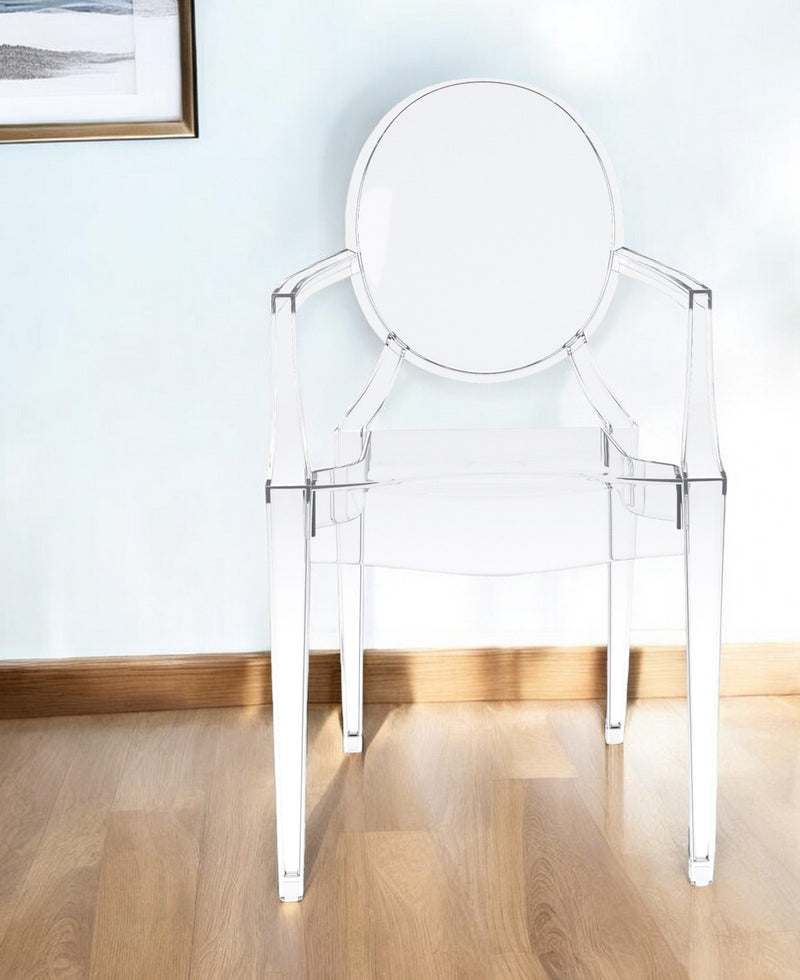 Clear Acrylic King Louis Back Dining Arm Chair By Homeroots | Dining Chairs | Modishstore - 1