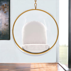 White Faux Leather Balloon Chair By Homeroots