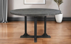 Black Rounded Solid Wood Pedestal Base Dining Table By Homeroots