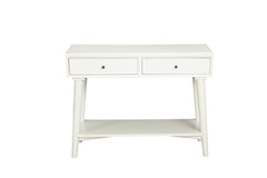White Solid Wood Console Table With Shelves And Drawers By Homeroots