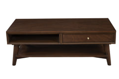 Brown Solid And Manufactured Wood Coffee Table With Drawer By Homeroots