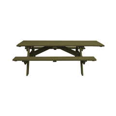 Green Solid Wood Outdoor Picnic Table Umbrella Hole By Homeroots