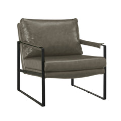 Dark Gray Faux Leather And Black Arm Chair By Homeroots