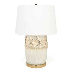 White and Gold Mercury Glass Table Lamp With White Cone Shade By Homeroots