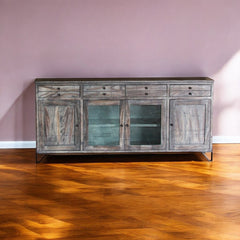 Gray Mango Solid Wood Enclosed Storage Distressed TV Stand By Homeroots