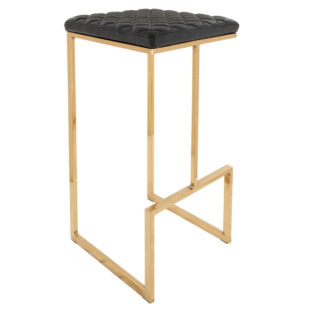 LeisureMod Quincy Quilted Stitched Leather Bar Stools With Gold Metal Frame - QSG29BL | Bar Stools | Modishstore - 3