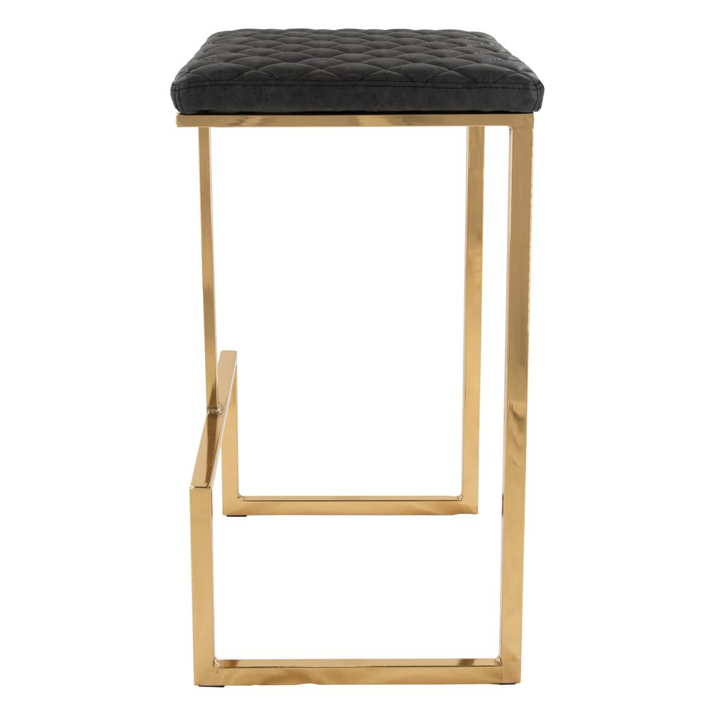 LeisureMod Quincy Quilted Stitched Leather Bar Stools With Gold Metal Frame - QSG29BL | Bar Stools | Modishstore - 5