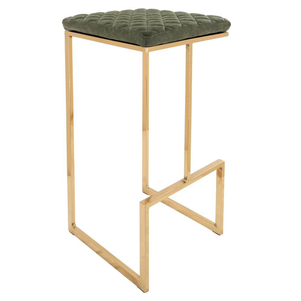 LeisureMod Quincy Quilted Stitched Leather Bar Stools With Gold Metal Frame - QSG29G | Bar Stools | Modishstore - 2