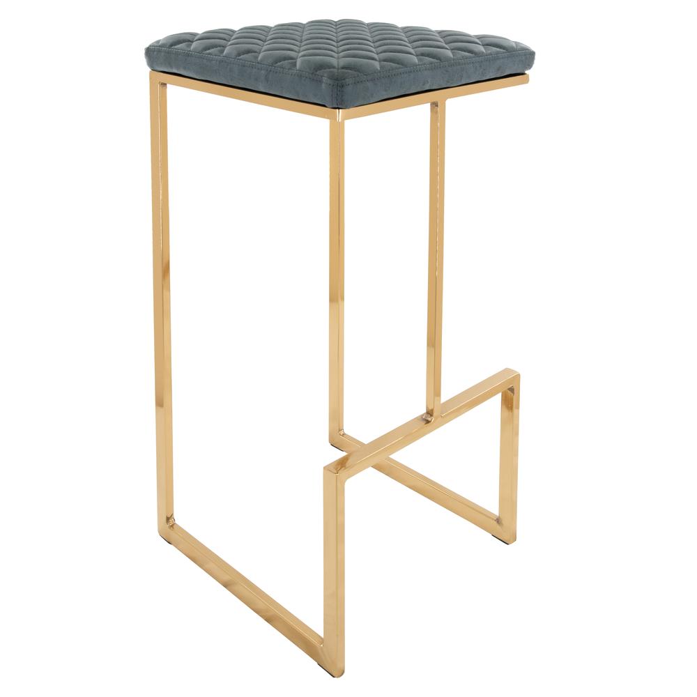 LeisureMod Quincy Quilted Stitched Leather Bar Stools With Gold Metal Frame - QSG29BU | Bar Stools | Modishstore - 5