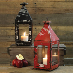 Reclaimed Metal Gatehouse Lantern - Black By HomArt