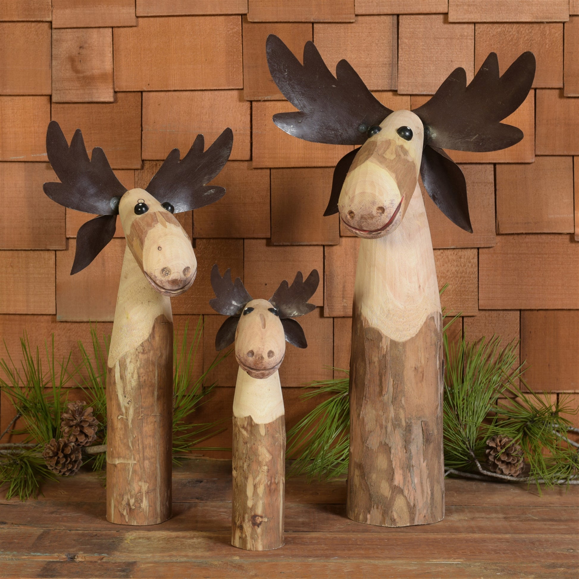 Moose, Wood & Metal - Small Set Of 4 By HomArt | Ornaments | Modishstore - 4