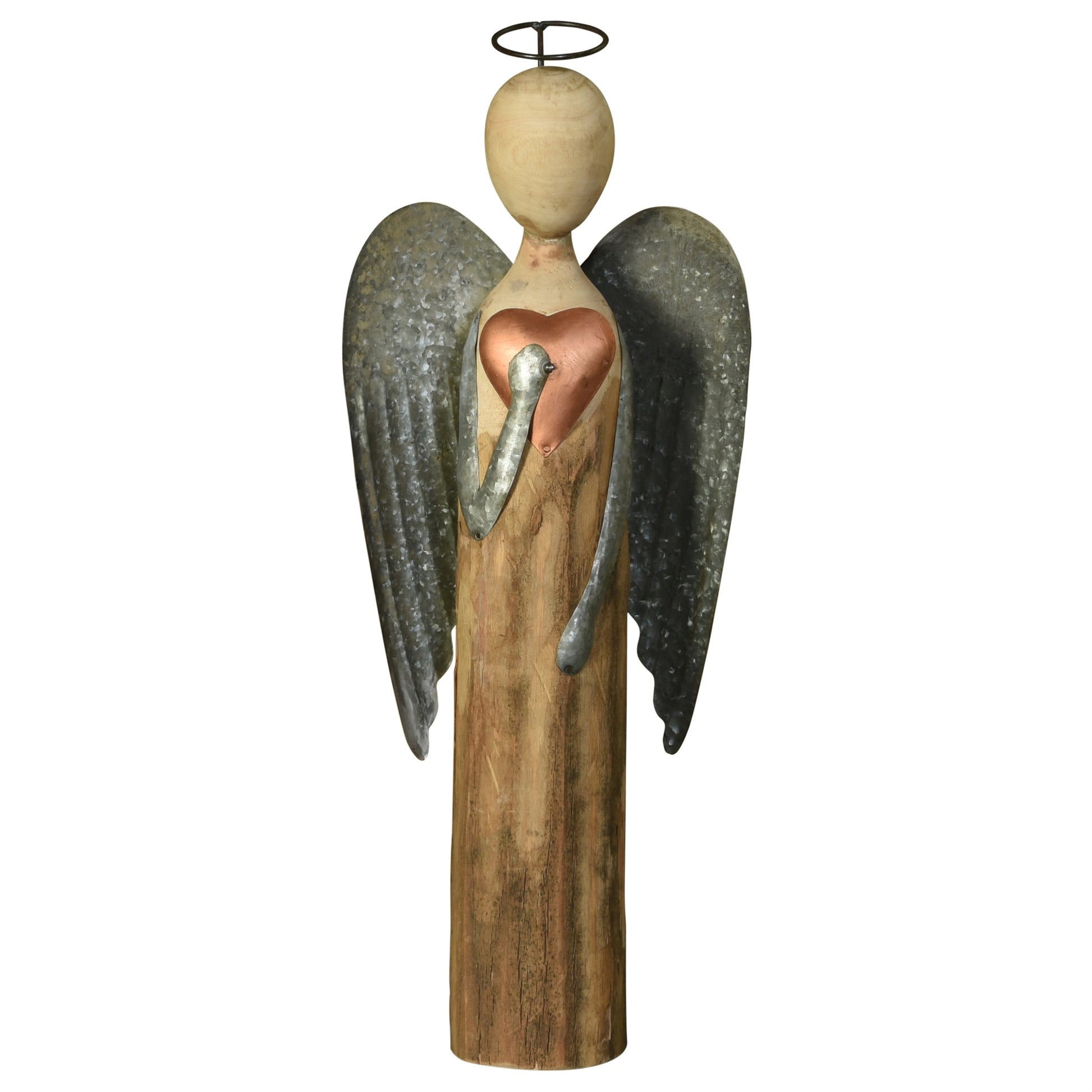Angel with Heart, Wood & Metal - Large Set Of 4 By HomArt | Figurines | Modishstore - 2