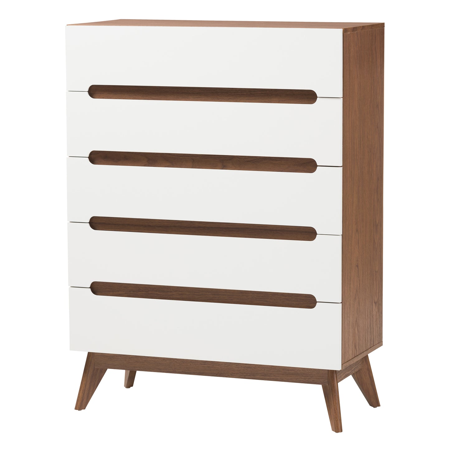 Baxton Studio Calypso Mid-Century Modern Two-Tone White and Walnut Brown Finished Wood 3-Piece Storage Set | Bedroom Sets | Modishstore - 6