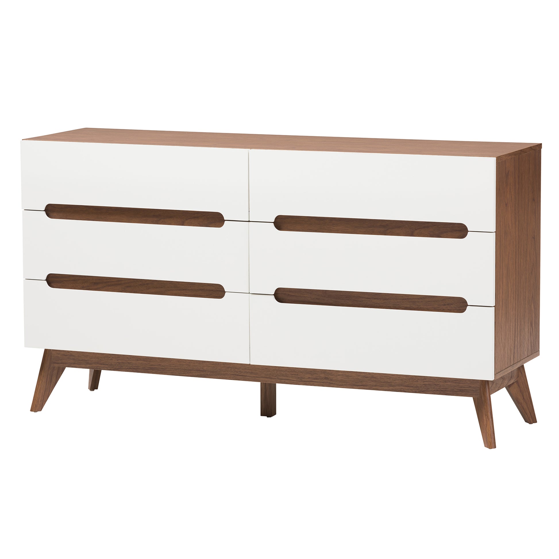 Baxton Studio Calypso Mid-Century Modern Two-Tone White and Walnut Brown Finished Wood 3-Piece Storage Set | Bedroom Sets | Modishstore - 7