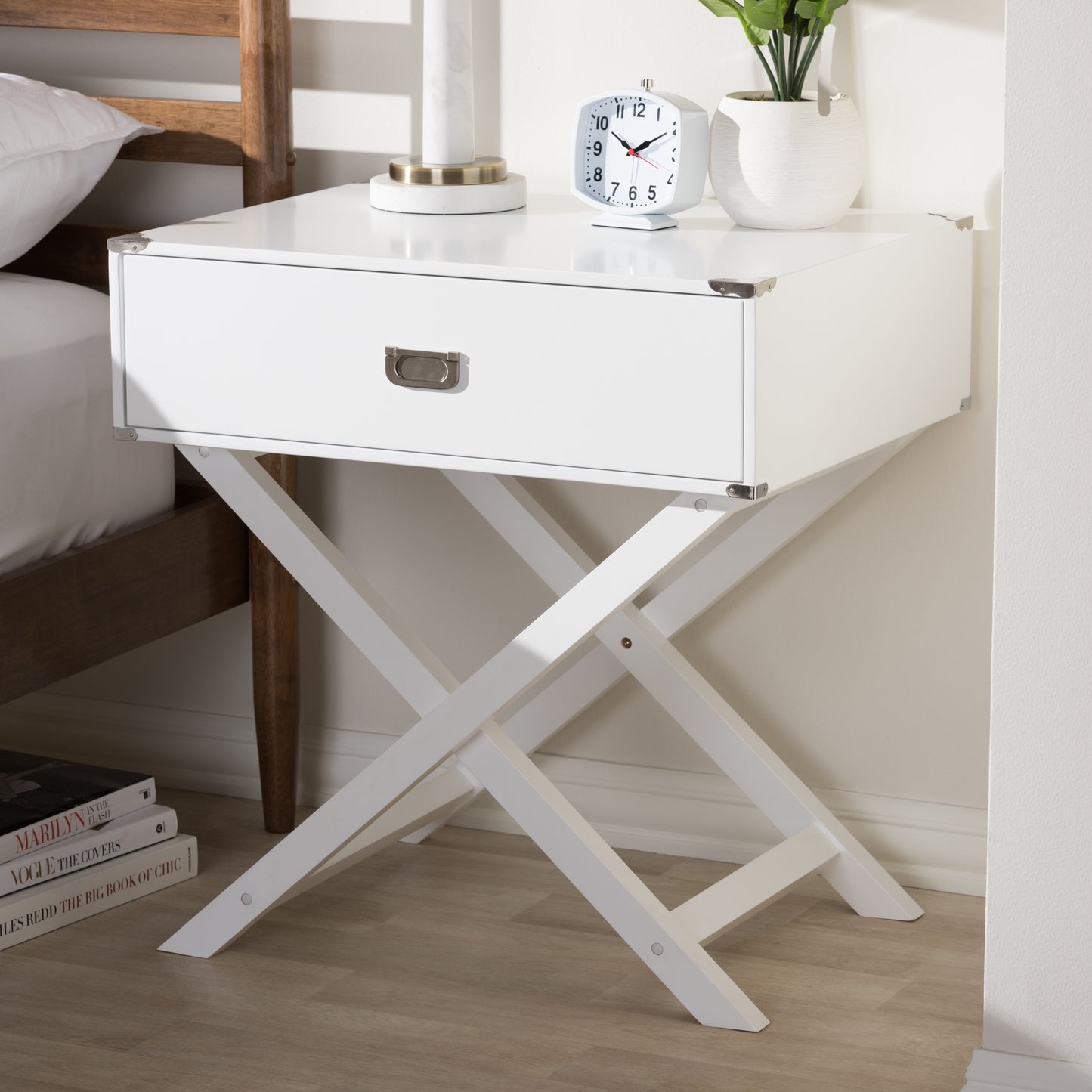 Baxton Studio Curtice Modern And Contemporary White 1-Drawer Wooden End Table | End Tables | Modishstore