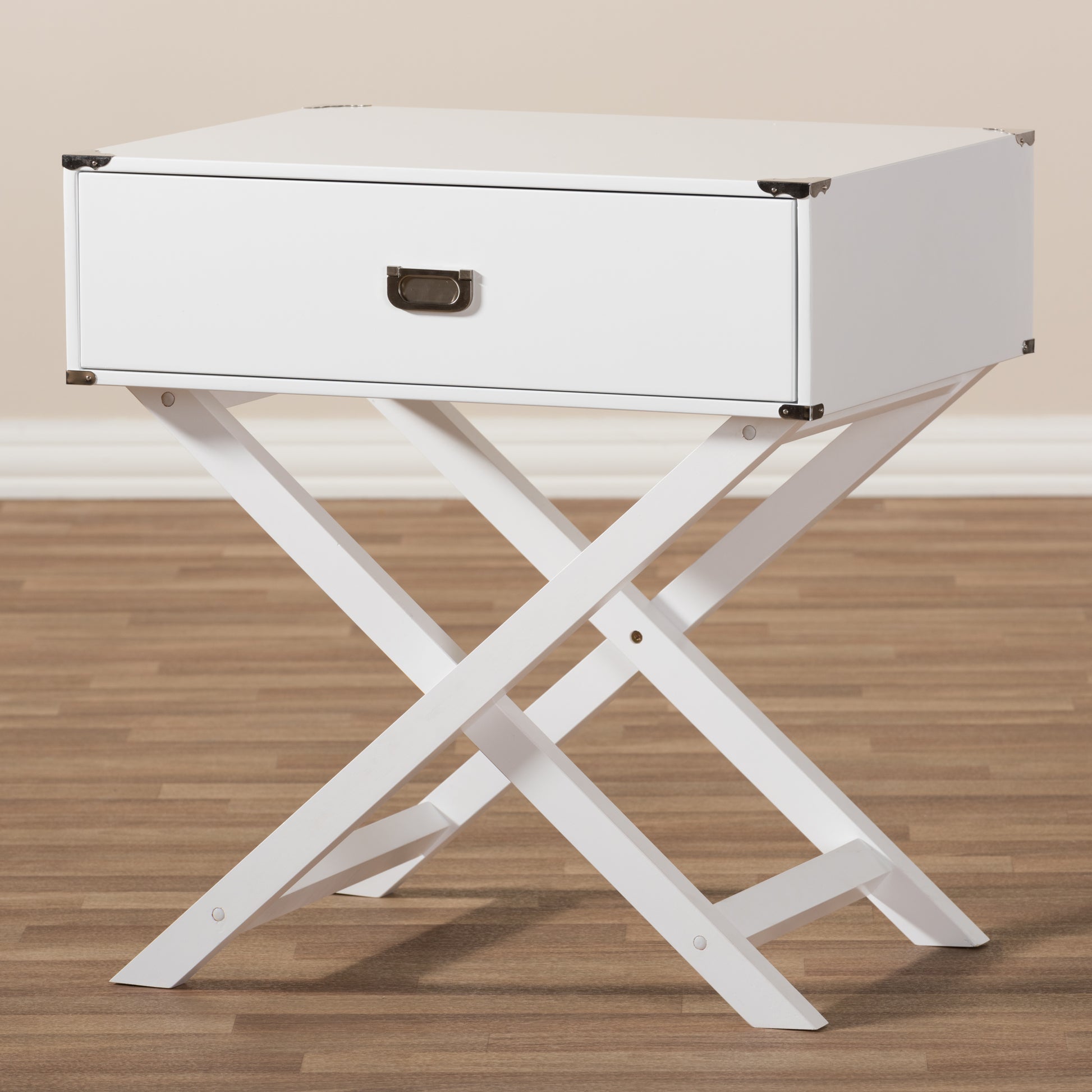 Baxton Studio Curtice Modern And Contemporary White 1-Drawer Wooden End Table | End Tables | Modishstore - 7