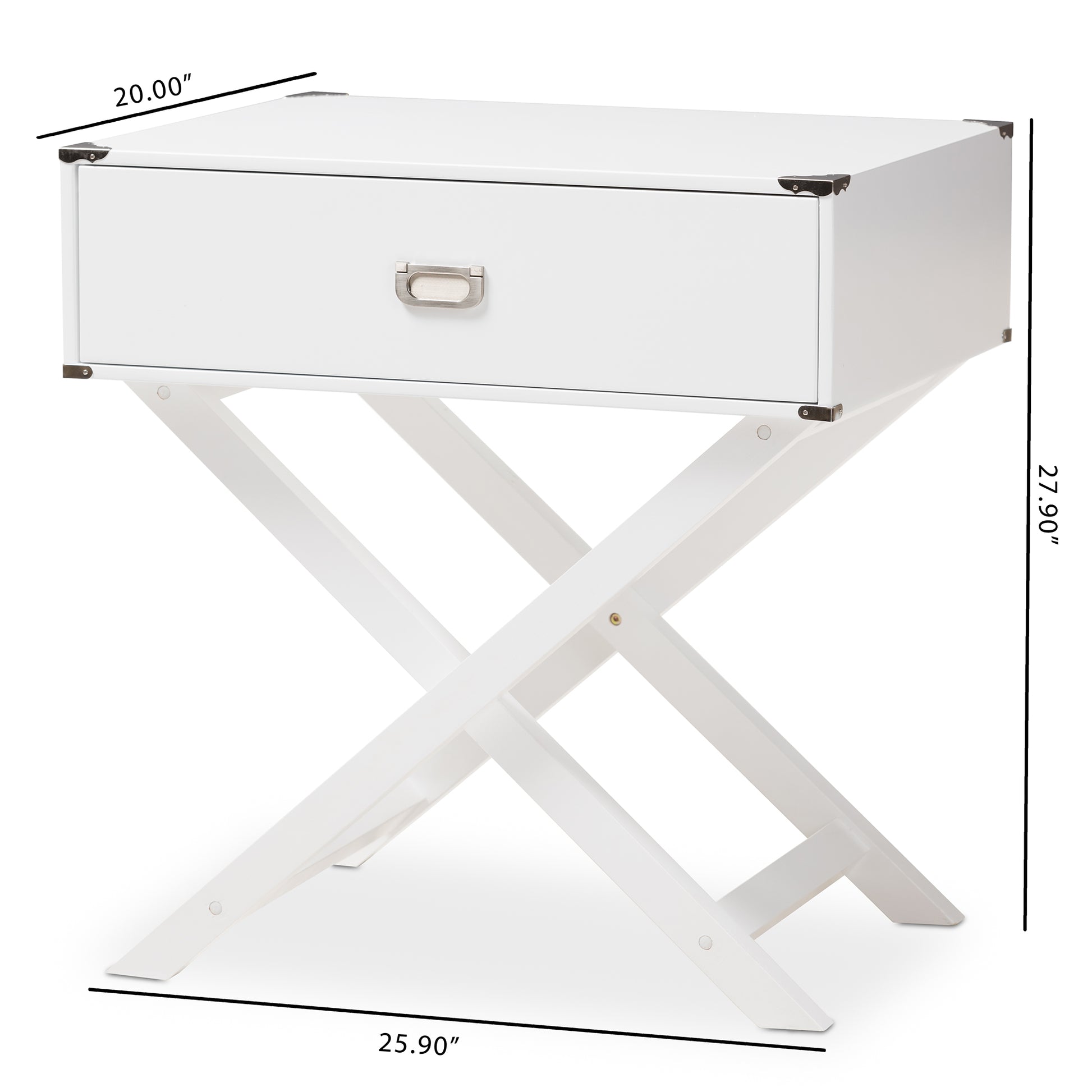 Baxton Studio Curtice Modern And Contemporary White 1-Drawer Wooden End Table | End Tables | Modishstore - 8