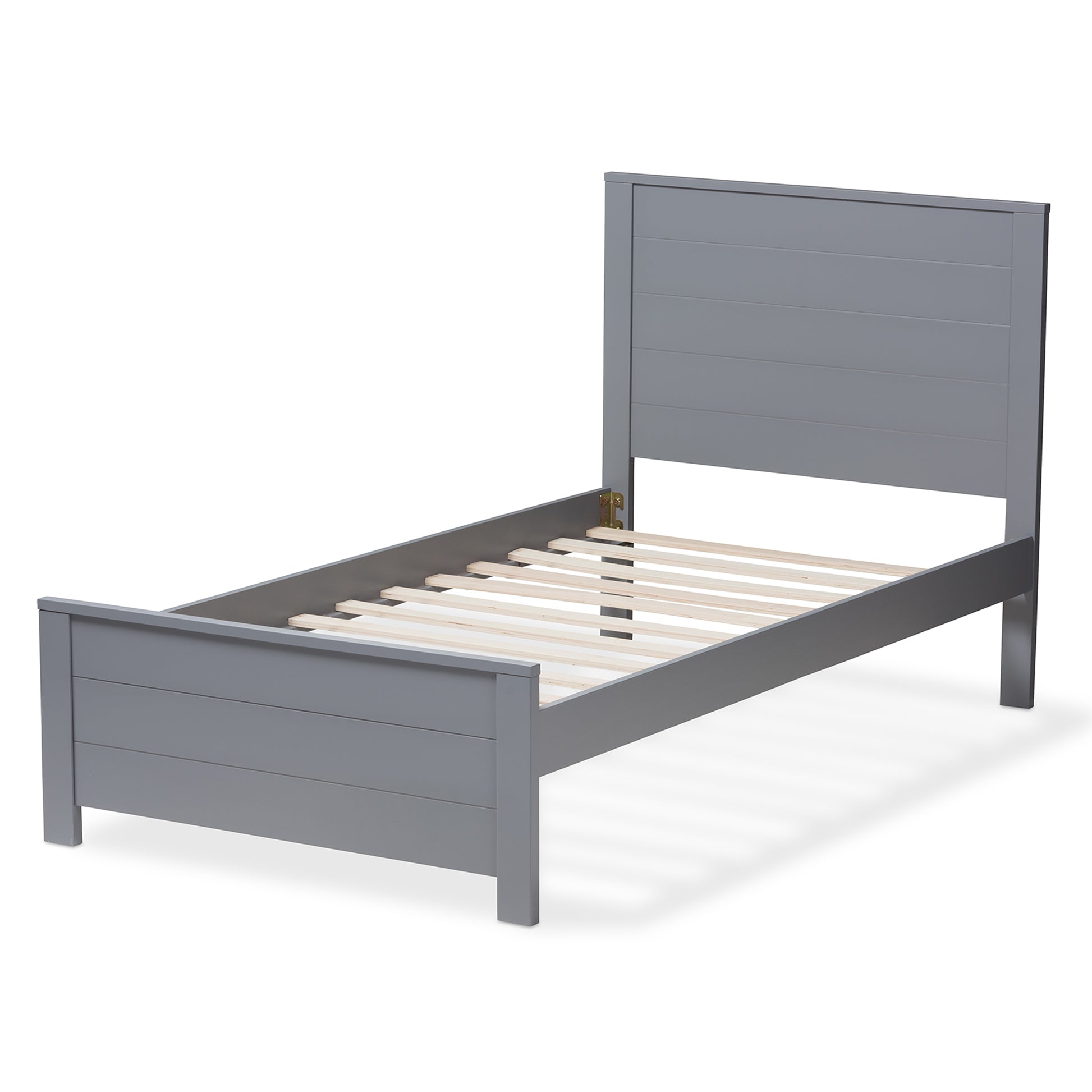 Baxton Studio Catalina Modern Classic Mission Style Grey-Finished Wood Twin Platform Bed | Beds | Modishstore - 4