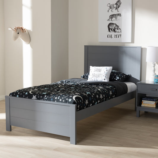 Baxton Studio Catalina Modern Classic Mission Style Grey-Finished Wood Twin Platform Bed | Beds | Modishstore