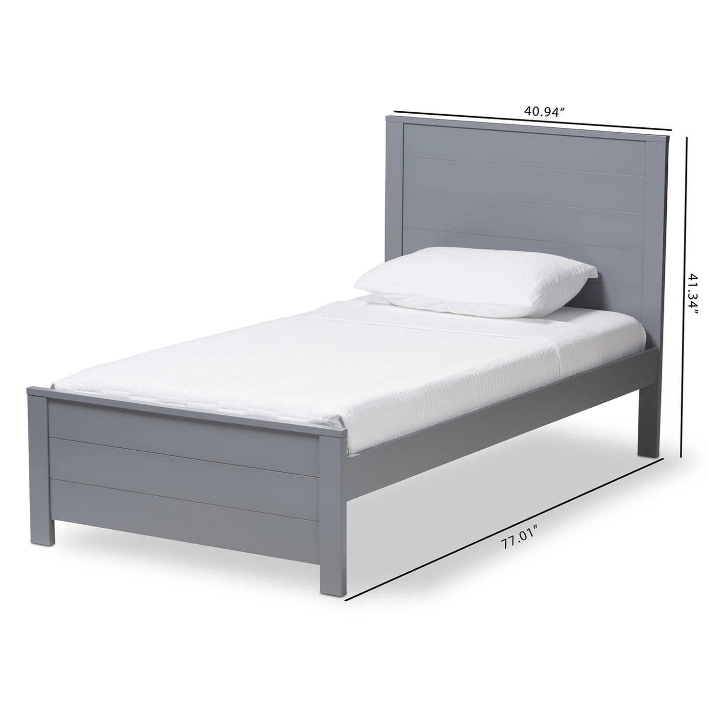 Baxton Studio Catalina Modern Classic Mission Style Grey-Finished Wood Twin Platform Bed | Beds | Modishstore - 8